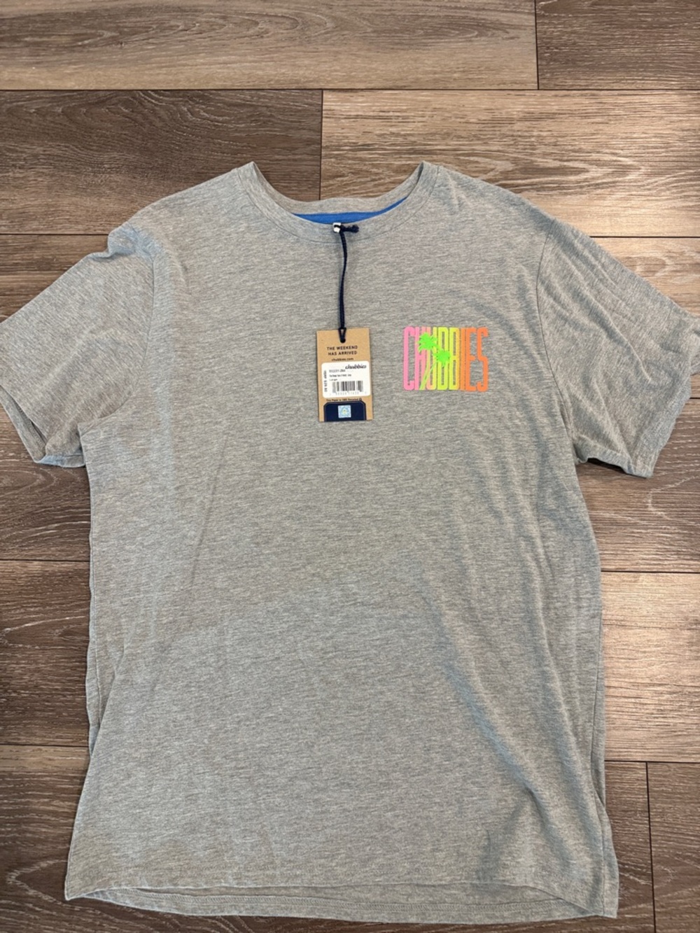 chubbies Grey Short Sleeve Tee with Neon Logo